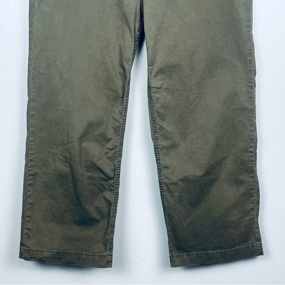 Boden olive cotton elastane straight leg cropped pants, US 12 long.